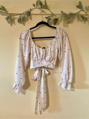 Wild Honey Peasant Puff Sleeve Heart Top